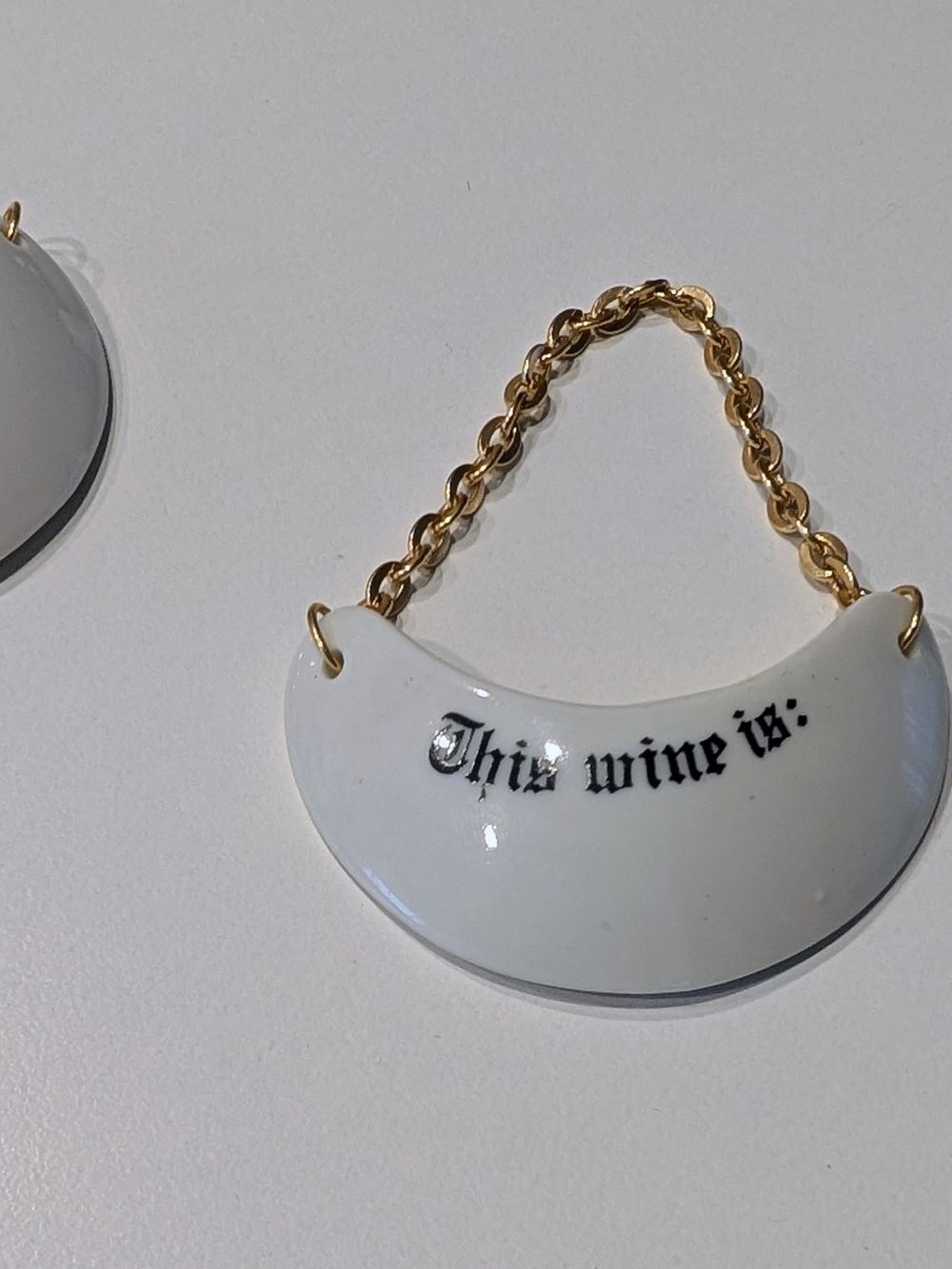 Stafford England Porcelain Wine Labels – “This Wine Is:” Gold Chain Set - Picture 3 of 4